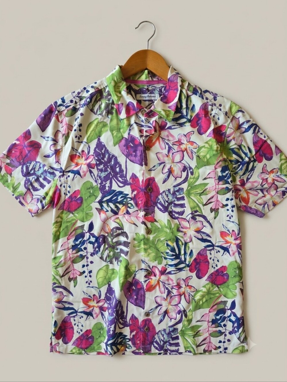 Tommy Bahama Tropical Floral Silk Blend Short Sleeve Camp Shirt XL Resortwear